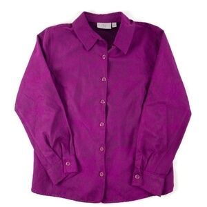 Studio Works Womens Button Down Shirt Purple Small